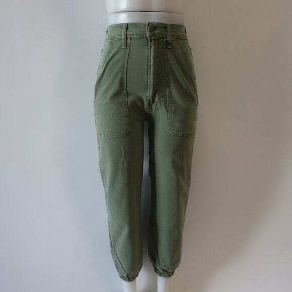 Women Mother The Wrapper Patch Springy Ankle Chalk Avocado Jeans 27 - Picture 2 of 12